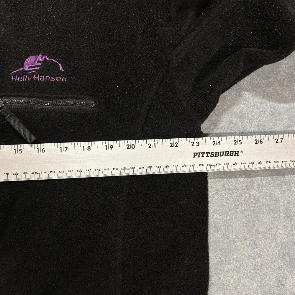 Vintage 90s Helly Hansen Fleece Jacket Half Zip Mens S Black Purple Ski USA Made